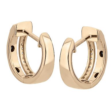 Gemistry 14k Gold Black Onyx & White Topaz Hinged Hoop Earrings