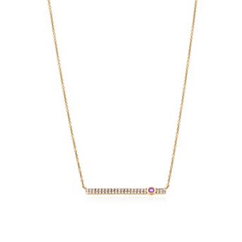 Gemistry 14k Gold Amethyst & White Topaz Bar Necklace