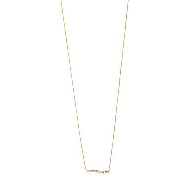 Gemistry 14k Gold Amethyst & White Topaz Bar Necklace