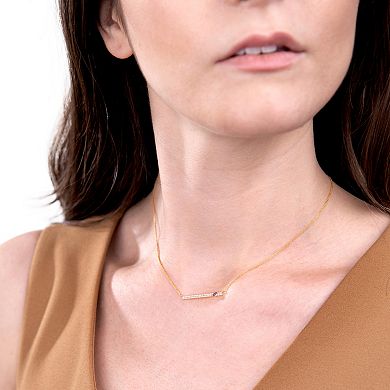 Gemistry 14k Gold Amethyst & White Topaz Bar Necklace