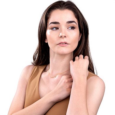 Gemistry 14k Gold Amethyst & White Topaz Bar Necklace