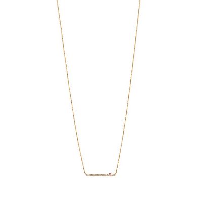 Gemistry 14k Gold Amethyst & White Topaz Bar Necklace