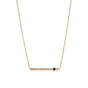 Gemistry 14k Gold Black Onyx & White Topaz Bar Necklace
