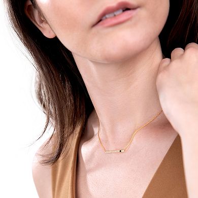 Gemistry 14k Gold Black Onyx & White Topaz Bar Necklace