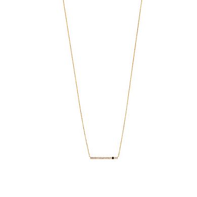 Gemistry 14k Gold Black Onyx & White Topaz Bar Necklace