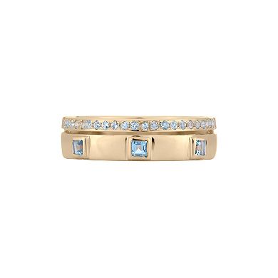 Gemistry 14k Gold Blue Topaz Band Ring