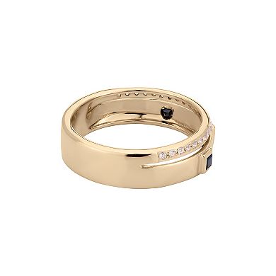 Gemistry 14k Gold Black Onyx & White Topaz Band Ring