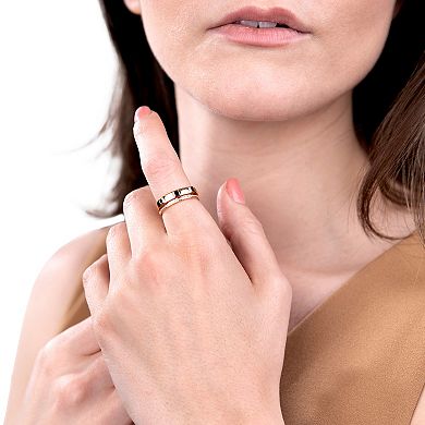 Gemistry 14k Gold Black Onyx & White Topaz Band Ring