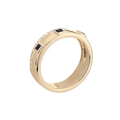 Gemistry 14k Gold Black Onyx & White Topaz Band Ring