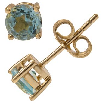Gemistry 14k Gold Blue Topaz Stud Earrings