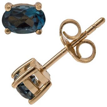 Gemistry 14k Gold London Blue Topaz Stud Earrings