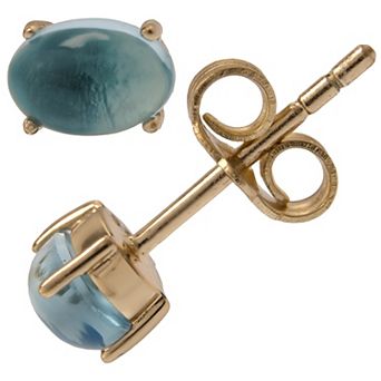 Gemistry 14k Gold Swiss Blue Topaz Stud Earrings