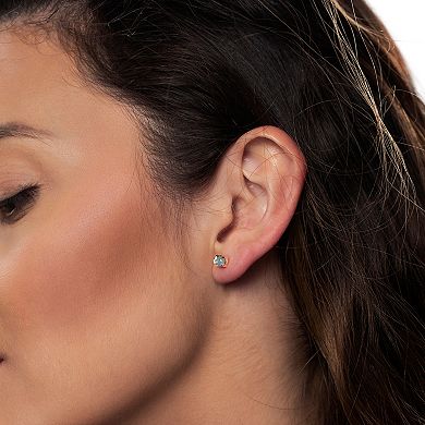 Gemistry 14k Gold Swiss Blue Topaz Stud Earrings