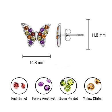 Sterling Silver Rainbow Butterfly Earrings