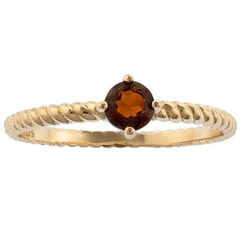 Gemistry 14k Gold Round Cut Garnet Ring