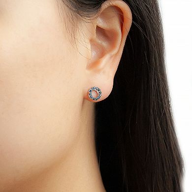 Sterling Silver Sapphire Open Circle Stud Earrings