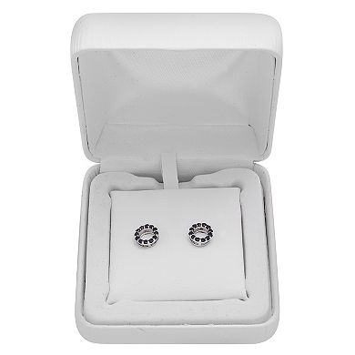 Sterling Silver Sapphire Open Circle Stud Earrings