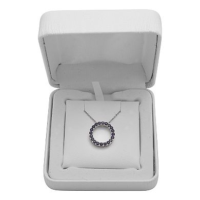 Sterling Silver Sapphire Open Circle Pendant Necklace