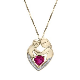 Diamond Accent & Lab-Created Ruby Motherly Love Heart Pendant