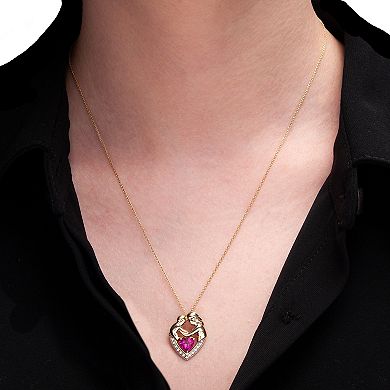 Diamond Accent & Lab-Created Ruby Motherly Love Heart Pendant