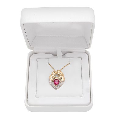 Diamond Accent & Lab-Created Ruby Motherly Love Heart Pendant