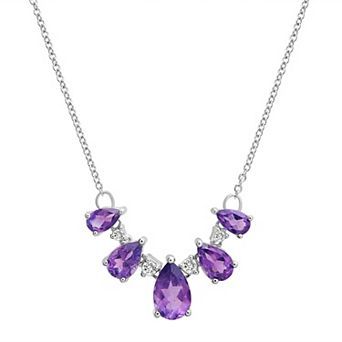 Sterling Silver Amethyst & Lab-Created White Sapphire Necklace