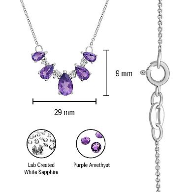 Sterling Silver Amethyst & Lab-Created White Sapphire Necklace