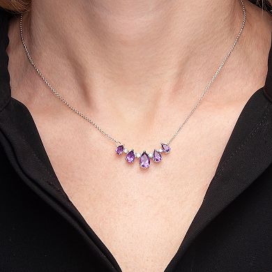 Sterling Silver Amethyst & Lab-Created White Sapphire Necklace