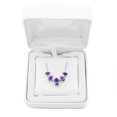 Sterling Silver Amethyst & Lab-Created White Sapphire Necklace
