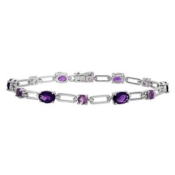 Sterling Silver Chain Amethyst Bracelet