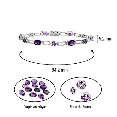 Sterling Silver Chain Amethyst Bracelet