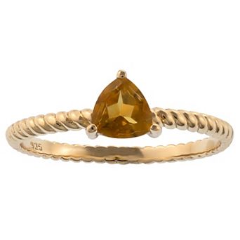 Gemistry 14k Gold Trillion Cut Citrine Ring