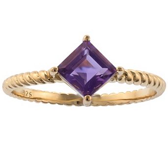 Gemistry 14k Gold Square Cut Amethyst Ring