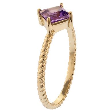Gemistry 14k Gold Square Cut Amethyst Ring