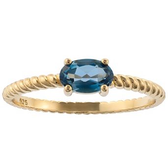 Gemistry 14k Gold Oval Cut London Blue Topaz Ring