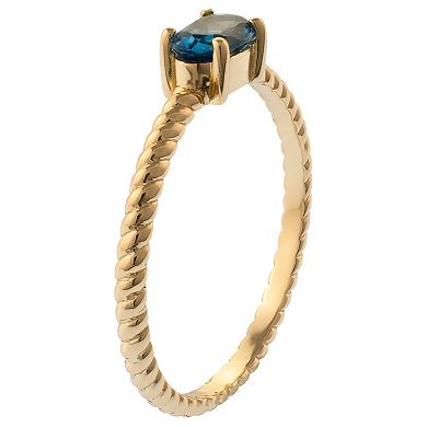 Gemistry 14k Gold Oval Cut London Blue Topaz Ring