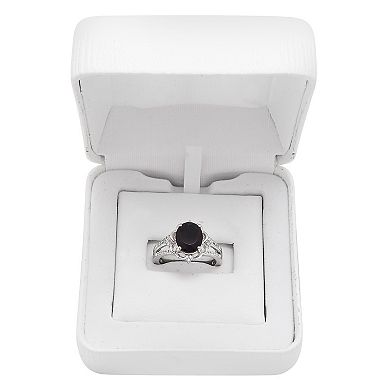 Sterling Silver 1/10 Carat T.W. Diamond & Onyx Oval Ring