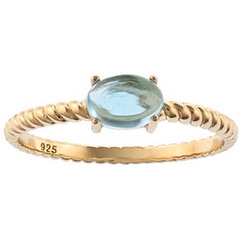 Gemistry 14k Gold Oval Cut Swiss Blue Topaz Ring