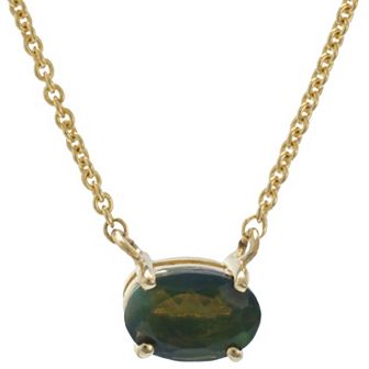 Gemistry 14k Gold Oval Cut Black Opal Necklace