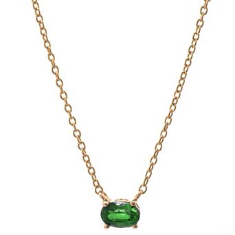 Gemistry 14k Gold Green Chrome Diopside Pendant Necklace