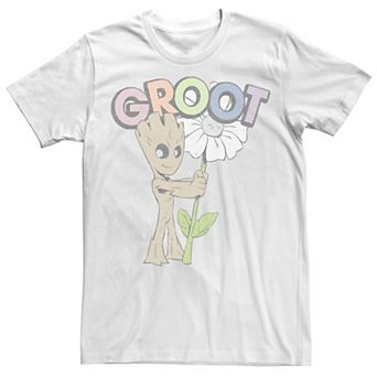 Men's Marvel Cute Groot Hugging Flower Tee