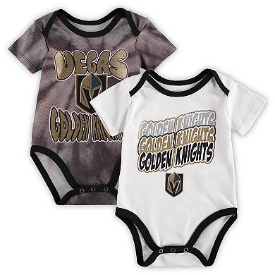 Newborn Black/White Vegas Golden Knights Monterey Tie-Dye Two-Pack Bodysuit Set