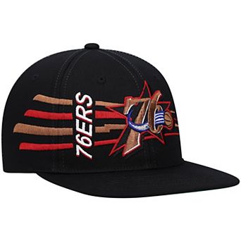 Men's Mitchell & Ness Black Philadelphia 76ers Hardwood Classics Retro Bolt Deadstock Snapback Hat
