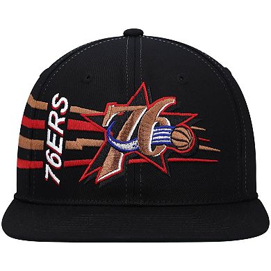 Men's Mitchell & Ness Black Philadelphia 76ers Hardwood Classics Retro Bolt Deadstock Snapback Hat