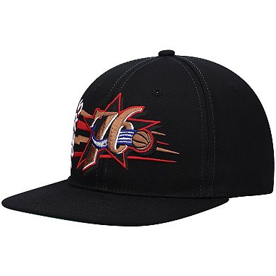 Men's Mitchell & Ness Black Philadelphia 76ers Hardwood Classics Retro Bolt Deadstock Snapback Hat