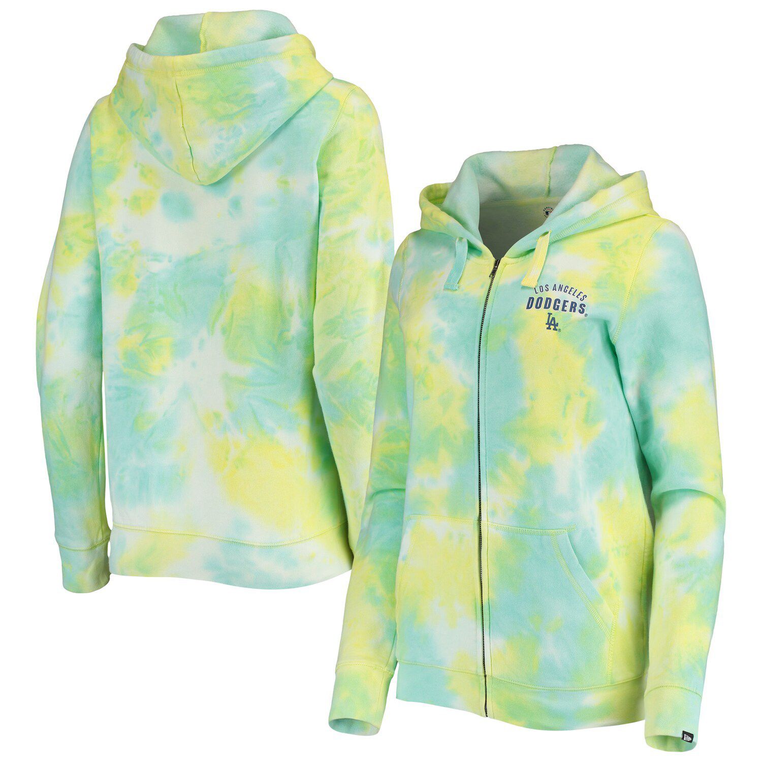 Women's New Era Navy New England Patriots Tie Dye Fleece Full-Zip Hoodie 