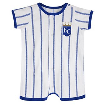Newborn White/Royal Kansas City Royals Power Hitter Short Sleeve Jumper