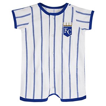 Newborn White/Royal Kansas City Royals Power Hitter Short Sleeve Jumper