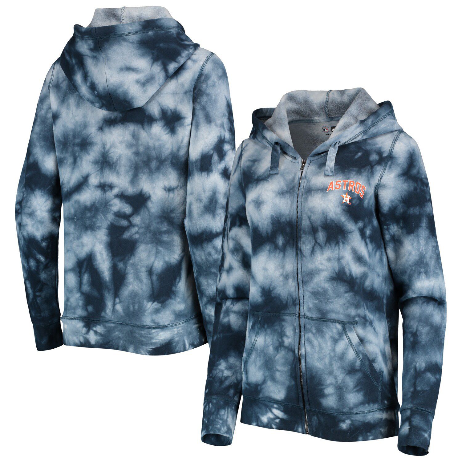 Dallas Cowboys New Era Women's Tie Dye Fleece Full-Zip Hoodie - Navy