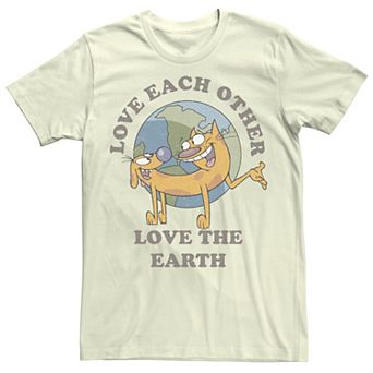 Men's Nickelodeon Cat Dog Love Each Other Love The Earth Tee